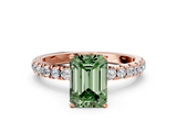 Rose gold Fancy Green Emerald  Solitaire Diamond Pavé Band with Four-Prong Setting_28