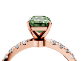Rose gold Fancy Green Emerald  Solitaire Diamond Pavé Band with Four-Prong Setting_32