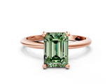Rose gold Fancy Green Emerald  Solitaire Diamond Ring with 4-Prong Setting on a Classic Band_3