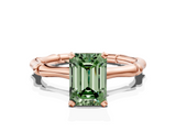 Rose gold Fancy Green Emerald  Solitaire Diamond Ring with Bamboo Band and Four-Prong Setting_54