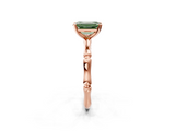 Rose gold Fancy Green Emerald  Solitaire Diamond Ring with Bamboo Band and Four-Prong Setting_55