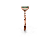 Rose gold Fancy Green Emerald  Solitaire Diamond Ring with Bamboo Band and Four-Prong Setting_56