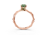 Rose gold Fancy Green Emerald  Solitaire Diamond Ring with Bamboo Band and Four-Prong Setting_57