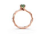 Rose gold Fancy Green Emerald  Solitaire Diamond Ring with Bamboo Band and Four-Prong Setting_58