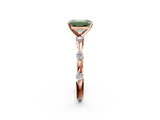 Rose gold Fancy Green Emerald  Solitaire Diamond Ring with Bezel Set Side Stones and Prong Setting_5