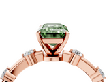 Rose gold Fancy Green Emerald  Solitaire Diamond Ring with Bezel Set Side Stones and Prong Setting_7