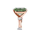 Rose gold Fancy Green Emerald  Solitaire Diamond Ring with Bezel Set Side Stones and Prong Setting_8