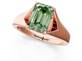Rose gold Fancy Green Emerald  Solitaire Diamond Ring with Cathedral Band and Four-Prong Setting_67