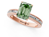 Rose gold Fancy Green Emerald  Solitaire Diamond Ring with Channel-Set Baguette Band and Four-Prong Setting_81