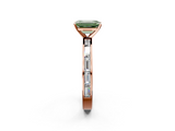 Rose gold Fancy Green Emerald  Solitaire Diamond Ring with Channel-Set Baguette Band and Four-Prong Setting_82