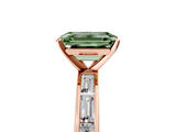 Rose gold Fancy Green Emerald  Solitaire Diamond Ring with Channel-Set Baguette Band and Four-Prong Setting_85