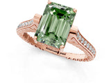 Rose gold Fancy Green Emerald  Solitaire Diamond Ring with Channel Set Band and Bezel Prong Setting_57