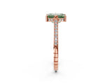 Rose gold Fancy Green Emerald  Solitaire Diamond Ring with Channel Set Band and Bezel Prong Setting_58