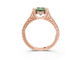 Rose gold Fancy Green Emerald  Solitaire Diamond Ring with Channel Set Band and Bezel Prong Setting_59