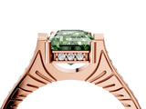 Rose gold Fancy Green Emerald  Solitaire Diamond Ring with Channel Set Band and Bezel Prong Setting_60