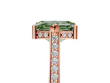 Rose gold Fancy Green Emerald  Solitaire Diamond Ring with Channel Set Band and Bezel Prong Setting_61
