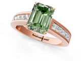 Rose gold Fancy Green Emerald  Solitaire Diamond Ring with Channel-Set Band and Four-Prong Setting_4