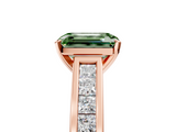 Rose gold Fancy Green Emerald  Solitaire Diamond Ring with Channel-Set Band and Four-Prong Setting_8
