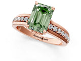 Rose gold Fancy Green Emerald  Solitaire Diamond Ring with Channel Set Band and Six-Prong Setting_49