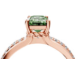Rose gold Fancy Green Emerald  Solitaire Diamond Ring with Channel Set Band and Six-Prong Setting_52