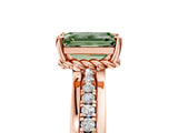 Rose gold Fancy Green Emerald  Solitaire Diamond Ring with Channel Set Band and Six-Prong Setting_53