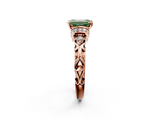 Rose gold Fancy Green Emerald  Solitaire Diamond Ring with Filigree Band and Four-Prong Setting_49
