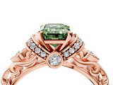 Rose gold Fancy Green Emerald  Solitaire Diamond Ring with Filigree Band and Four-Prong Setting_51