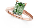 Rose gold Fancy Green Emerald  Solitaire Diamond Ring with Four-Prong Setting and Tapered Band 2