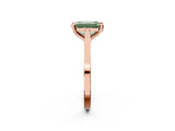 Rose gold Fancy Green Emerald  Solitaire Diamond Ring with Four-Prong Setting and Tapered Band 3