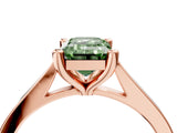 Rose gold Fancy Green Emerald  Solitaire Diamond Ring with Four-Prong Setting and Tapered Band 5