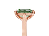 Rose gold Fancy Green Emerald  Solitaire Diamond Ring with Four-Prong Setting and Tapered Band