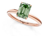 Rose gold Fancy Green Emerald  Solitaire Diamond Ring with Four-Prong Setting on a Plain Band_21