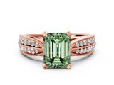 Rose gold Fancy Green Emerald  Solitaire Diamond Ring with Milgrain Pavé Band and Four-Prong Setting_36