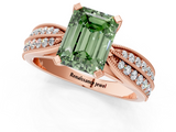 Rose gold Fancy Green Emerald  Solitaire Diamond Ring with Milgrain Pavé Band and Four-Prong Setting_37