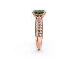 Rose gold Fancy Green Emerald  Solitaire Diamond Ring with Milgrain Pavé Band and Four-Prong Setting_38