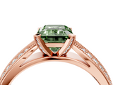 Rose gold Fancy Green Emerald  Solitaire Diamond Ring with Milgrain Pavé Band and Four-Prong Setting_40