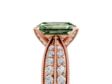 Rose gold Fancy Green Emerald  Solitaire Diamond Ring with Milgrain Pavé Band and Four-Prong Setting_41