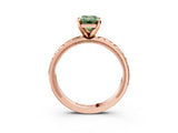 Rose gold Fancy Green Emerald  Solitaire Diamond Ring with Milgrain and Black Enamel X Pattern Band_200