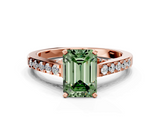 Rose gold Fancy Green Emerald  Solitaire Diamond Ring with Pavé Band and Four-Prong Setting_84
