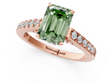 Rose gold Fancy Green Emerald  Solitaire Diamond Ring with Pavé Band and Four-Prong Setting_85