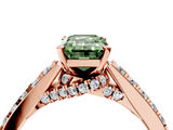 Rose gold Fancy Green Emerald  Solitaire Diamond Ring with Pavé Band and Four-Prong Setting_88