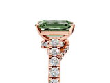 Rose gold Fancy Green Emerald  Solitaire Diamond Ring with Pavé Band and Four-Prong Setting_89