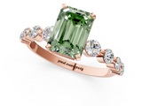 Rose gold Fancy Green Emerald  Solitaire Diamond Ring with Pave Band and Four-Prong Setting_272