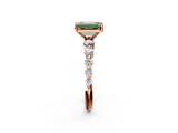 Rose gold Fancy Green Emerald  Solitaire Diamond Ring with Pave Band and Four-Prong Setting_273