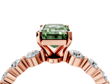 Rose gold Fancy Green Emerald  Solitaire Diamond Ring with Pave Band and Four-Prong Setting_275