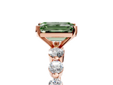 Rose gold Fancy Green Emerald  Solitaire Diamond Ring with Pave Band and Four-Prong Setting_276