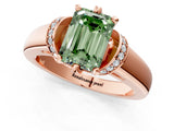 Rose gold Fancy Green Emerald  Solitaire Diamond Ring with Pave Band and Six-Prong Setting_33