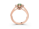 Rose gold Fancy Green Emerald  Solitaire Diamond Ring with Pave Band and Six-Prong Setting_35