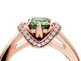 Rose gold Fancy Green Emerald  Solitaire Diamond Ring with Pave Band and Six-Prong Setting_36