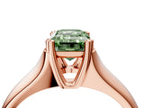 Rose gold Fancy Green Emerald  Solitaire Diamond Ring with Six-Prong Cathedral Setting_36